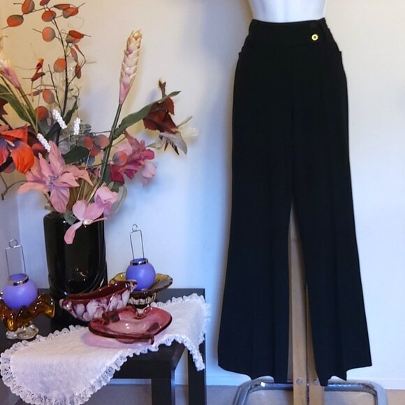 NWOT Women's High Waisted Classic Fit Straight Leg Suit Pant Trousers Black L 12 - Picture 2 of 9